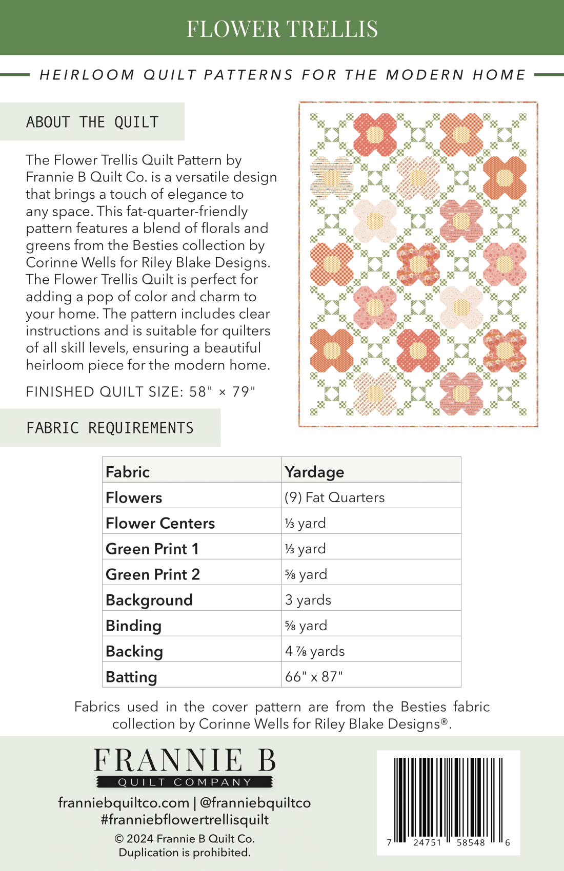 Flower Trellis Quilt - Paper Pattern
