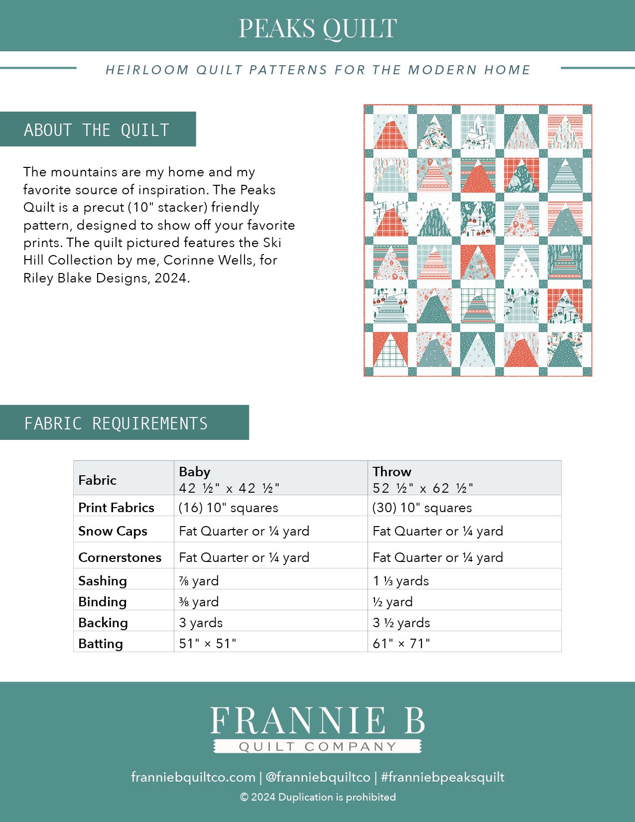 Peaks Quilt Pattern - PDF download (2024)