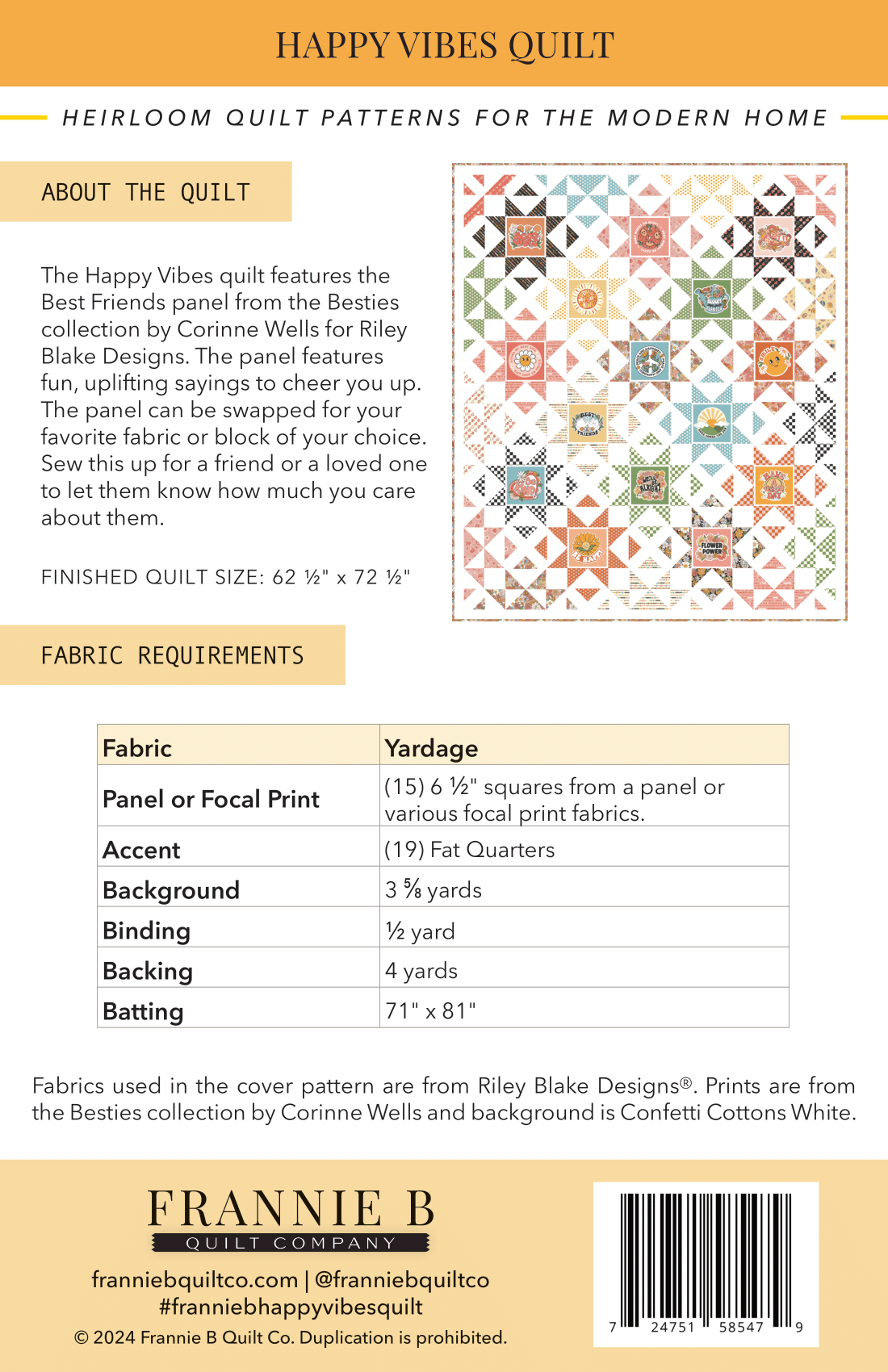 Happy Vibes Quilt - Paper Pattern