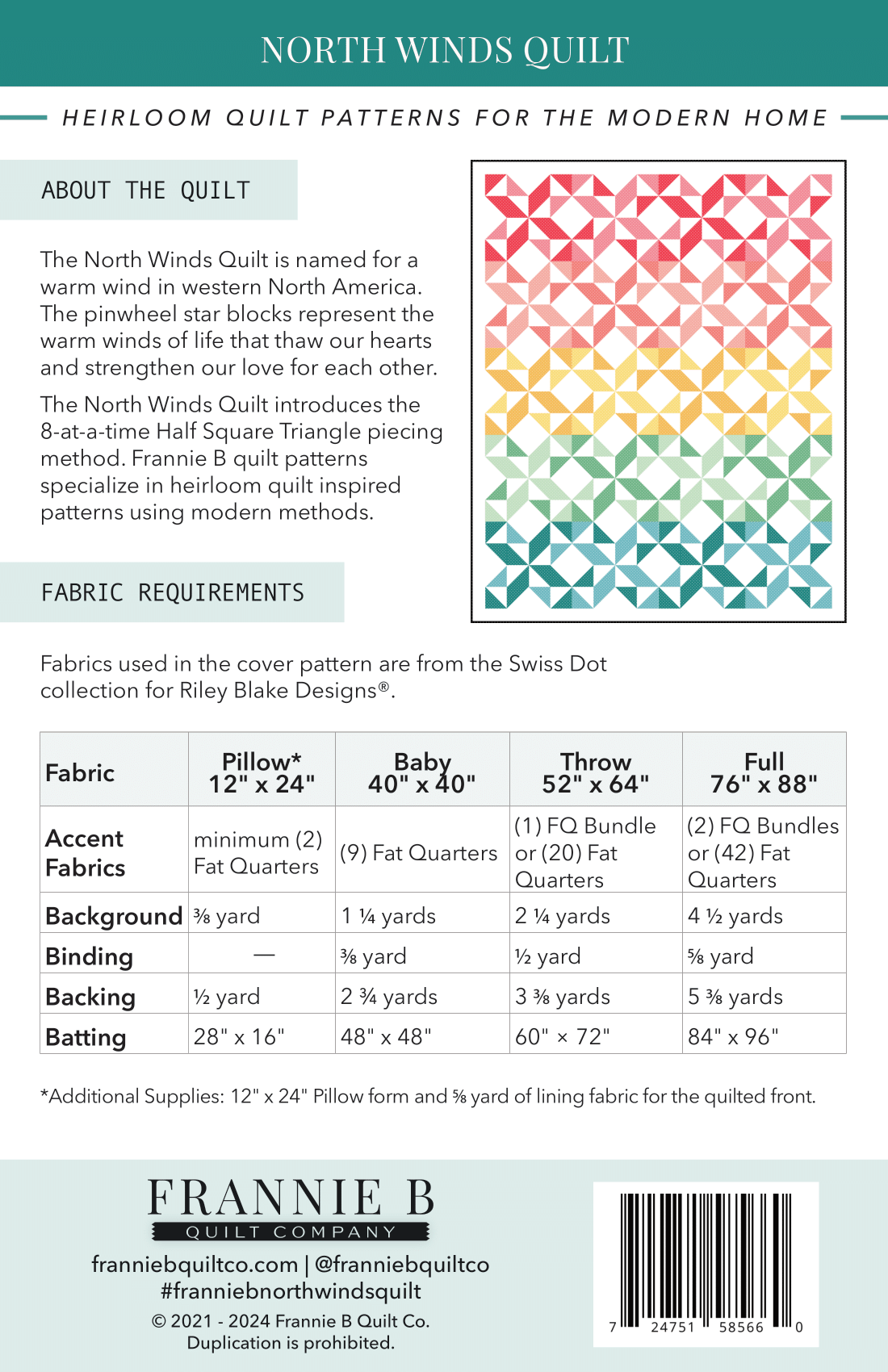 North Winds Quilt - Paper Pattern (2025)