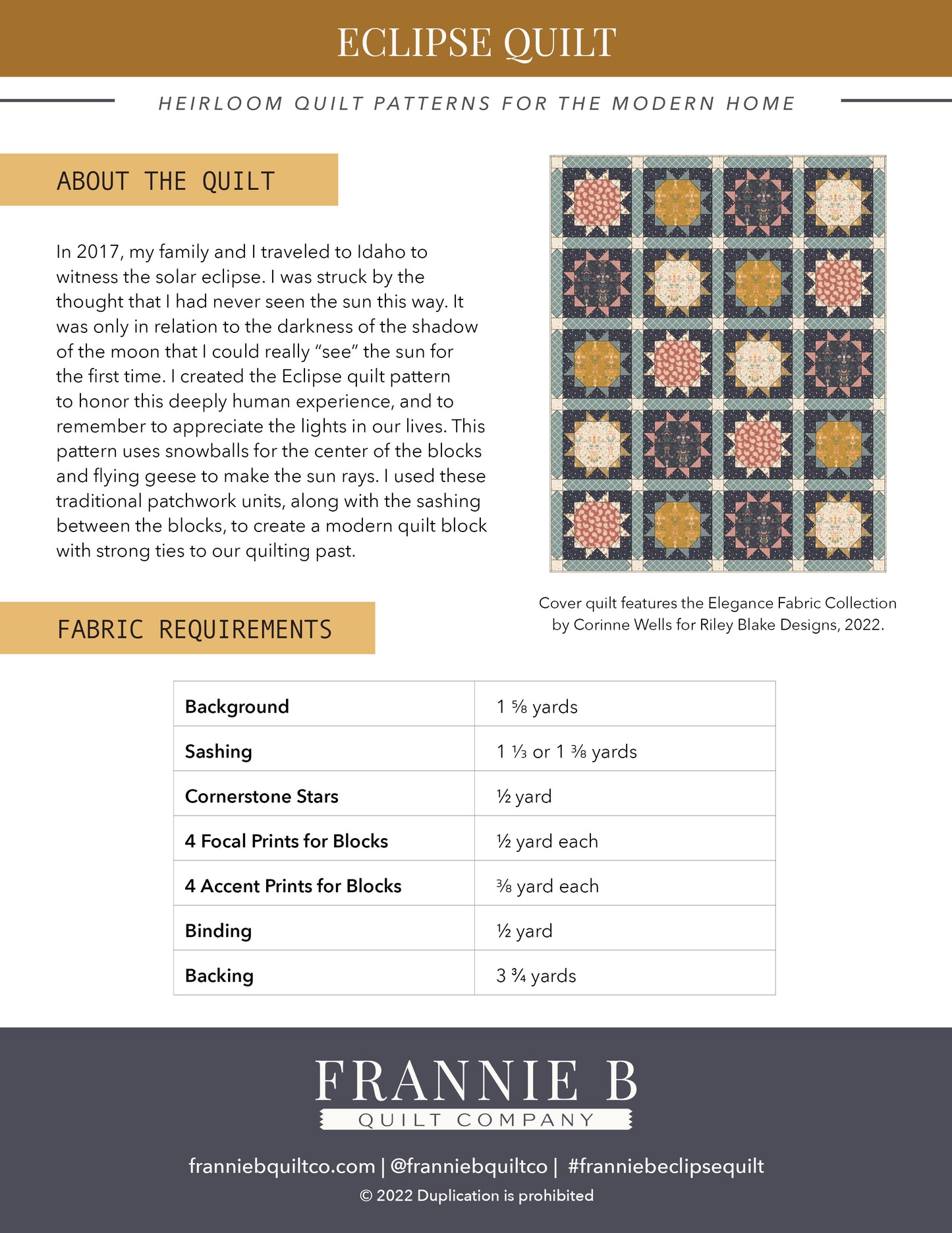Eclipse Quilt Pattern - PDF Download