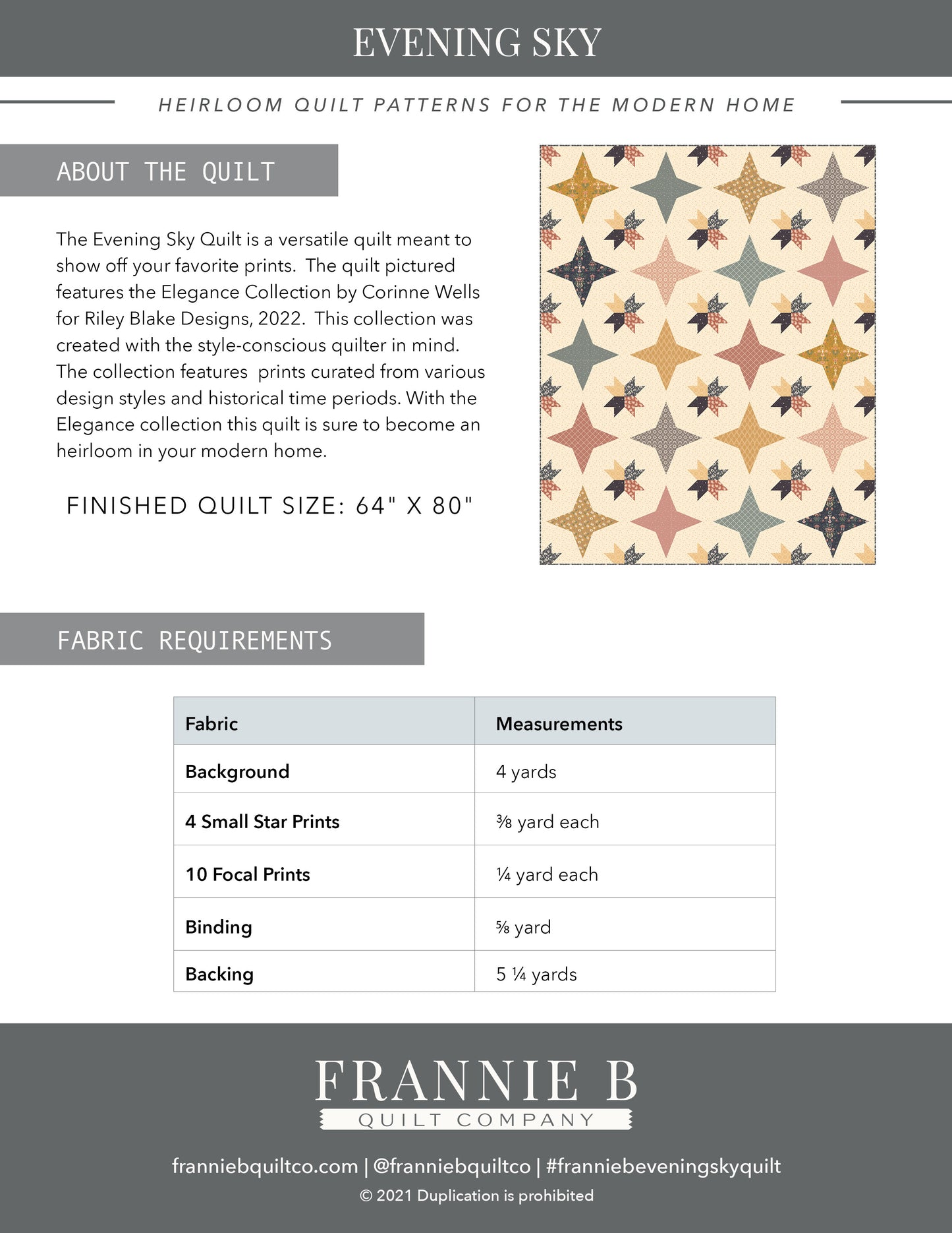 Evening Sky Quilt - PDF Download