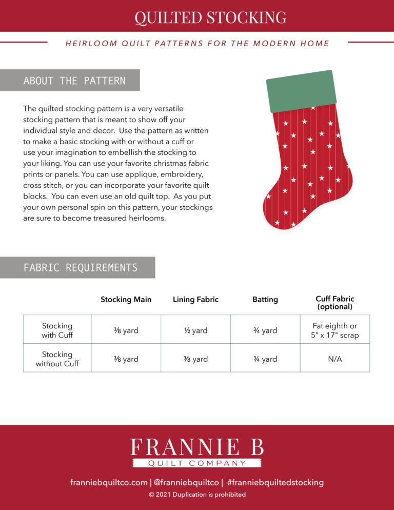 Quilted Stocking Pattern - PDF Download